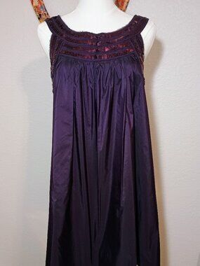 Theory Purple Sequin Babydoll Pullover A Line Shift Dress Silk Poly sz 8 Medium